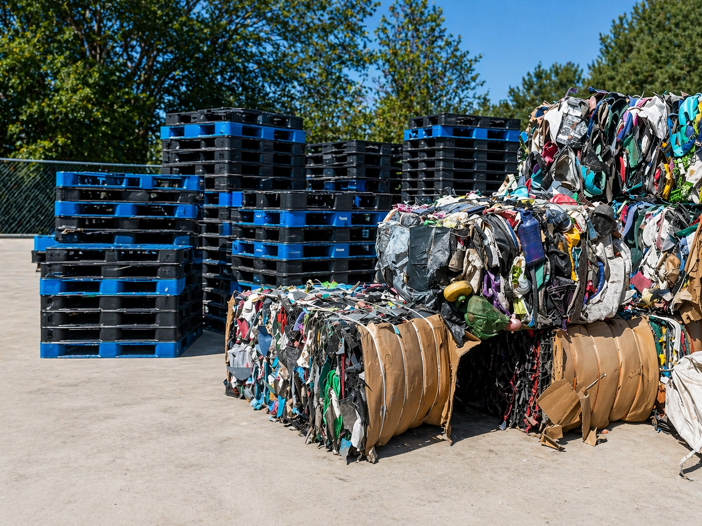 Sorted recyclable bales ready for processing