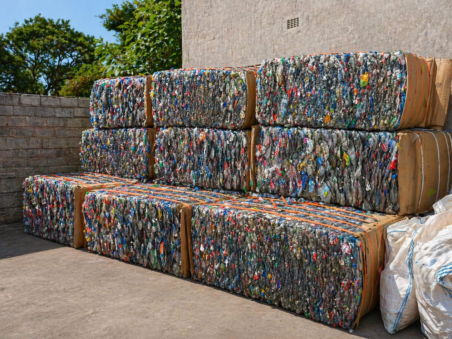 Compacted plastic bales at EWC facility